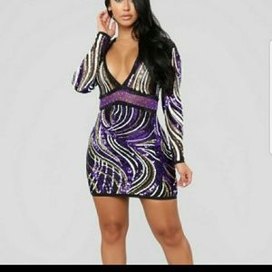 Fashion Nova Purple Sequin Dress